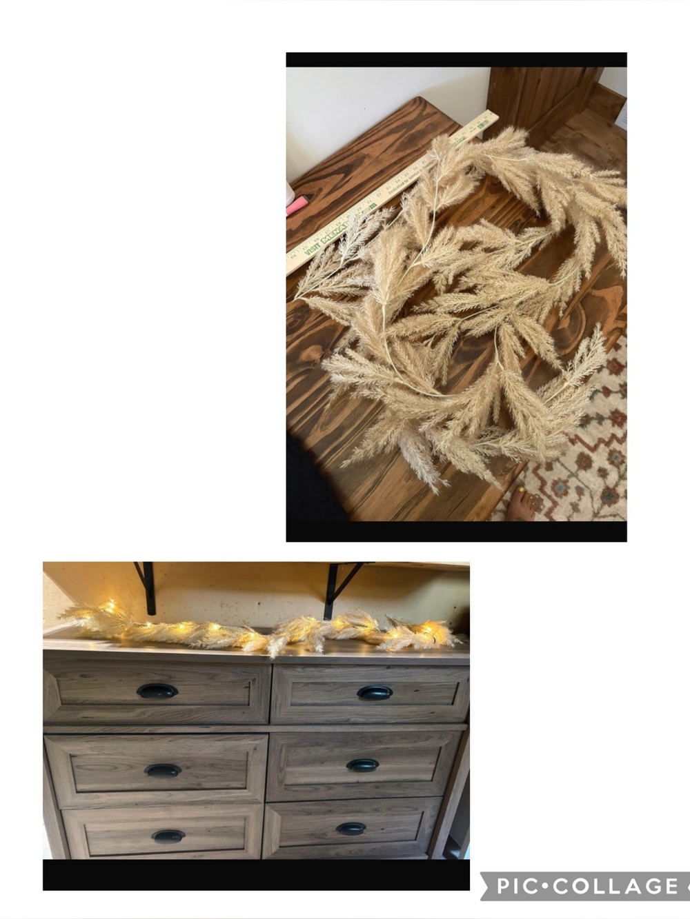 2 neutral faux pampas grass garland farmhouse cottage core
lights not included